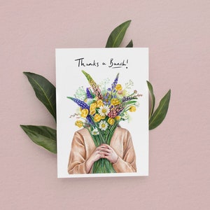 Thanks a Bunch card, Thank you Card, Flowers card, Thanks Card, Floristry Card, Florist Thank you Card, Spring Thank you Card, Floral Cards