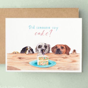 Hunde und Kuchen Geburtstagskarte, Hund Geburtstagskarten, Dalmatiner Geburtstagskarten, Hundebesitzer Geschenke, Hundegeburtstagsgeschenk, Geschenke für Hundebesitzer