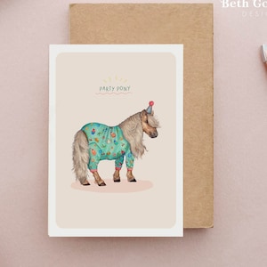 Pony Birthday Card, Funny Cards, Cute Gifts, Cute Pony Card, Horse Birthday Card