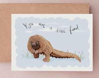 Pangolin Anniversary Card: You're a Rare Find - A6 Greetings Card Gift