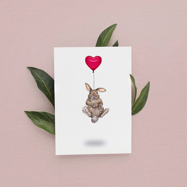 Rabbit Love Card, Rabbit Cards, Anniversary Cards, Cards for Her, Rabbit Anniversary Card