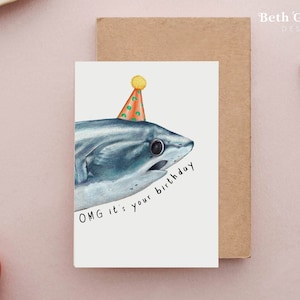 OMG it's your birthday, Funny Shark Birthday Card, Meme birthday card, Thresher Shark Card, Birthday cards for him, best friend card