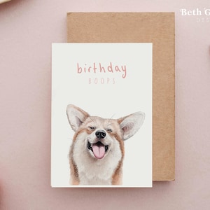 Corgi Birthday Card, Birthday Cards, Birthday Boops Card, illustrated Corgi Card, Welsh Corgi Card