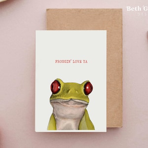 Froggin' Love Ya Card, Valentines card for him, Funny Valentines Day Card, Frog Birthday Card, Funny Cards, Cute Frog Card