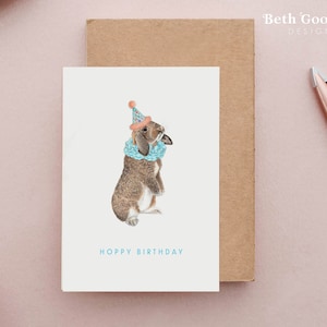 Rabbit Birthday Card, Birthday Cards, Hoppy Birthday Card, Bunny Birthday Card, Funny Cards, Cute Rabbit Card, Holland Lop Card, Cute Cards