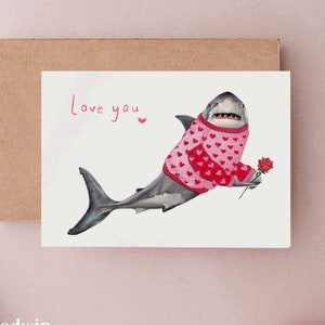 Carte d'amour de requin, carte d'anniversaire drôle, cartes pour lui, cartes drôles, carte d'anniversaire drôle