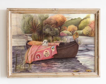 Chihuahua of Shalott Art Print, Lady of Shalott Funny Art Print