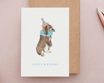 Rabbit Birthday Card, Birthday Cards, Hoppy Birthday Card, Bunny Birthday Card, Funny Cards, Cute Rabbit Card, Holland Lop Card, Cute Cards