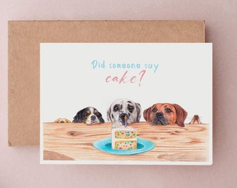 Dogs and Cake Birthday Card, Dog Birthday Cards, Dalmatian Birthday cards, Dog Owner Gifts, Dog Birthday Gift, Gifts for Dog Owners