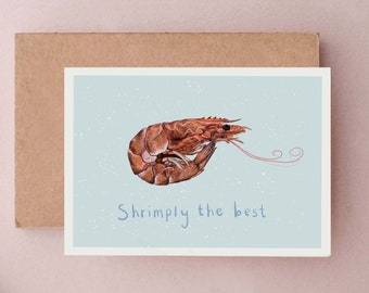 Funny Shrimp Fathers Day Card you're Shrimply the Best Dad Cute Card ...