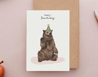 Bodie the Bear Greetings Card Birthday Balloon Cute - Etsy Israel