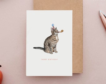 Tabby Cat Birthday Card, Cat birthday Cat, Tabby Birthday Card, Funny Cards, Cat Lovers, Cute Cat Birthday Card, Funny Cat Cards