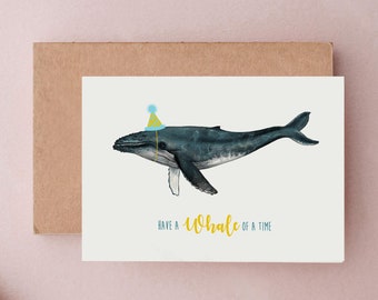 Whale Birthday Card, Blue Whale Birthday Card, Funny Cards, Cute Birthday Card, Sea Birthday Cards, Coastal Cards, Animal Cards