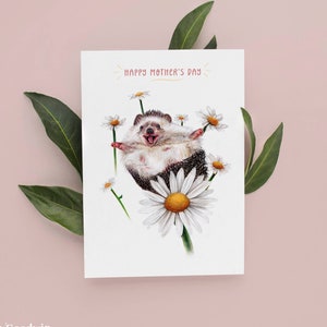 Hedgehog Mother's Day Card, Cute Card for Mums, Mothers Day Cards, Floral Mothers Day cards