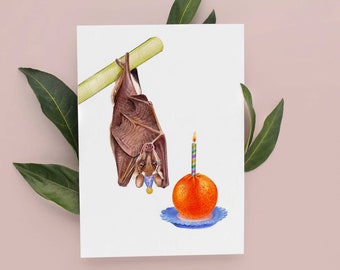 Fruit Bat Birthday Card, Cute Bat Card, Funny cards, Funny Birthday Card