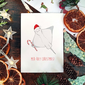 Sting Ray Christmas Card, Christmas Cards, Funny Christmas Cards, Funny Animal Cards, Funny Holiday Card, Funny Fish Christmas Card Gift