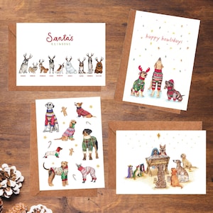 Set of 4 Dog Christmas Cards, Christmas Cards for Dog Lovers, Dog Christmas Gifts, Gifts for Her