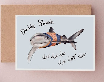 Daddy Shark Fathers Day Card, Funny Fathers Day Card, Shark fathers Day card, First Fathers Day