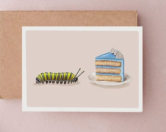 Caterpillar Cake Birthday Card, Birthday Card, Funny Birthday Card, Colin Card, Funny Cards, Funny Birthday Card, Cards for Him