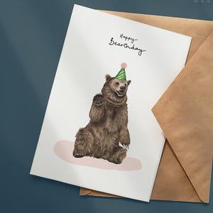 Happy Bearthday Card, Bear Birthday Card, Birthday Card, Birthday Cards, Grizzly Bear Card, Cute Birthday Card, Funny Animal Cards