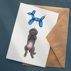 Cockapoo Geburtstagskarte, Ballon Karte, Cockapoo Karten, Cockapoo Geschenke, Cockerpoo Karten, Cavapoo Geburtstagskarte, Doodle Karten