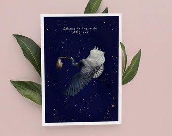 New Baby Stork card, Baby Cards, Stork Baby Cards, Stork Card, pregnancy card, you're expecting card