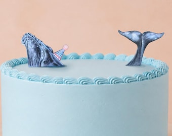 Humpback Whale Birthday Cake Topper, Handmade card cake toppers