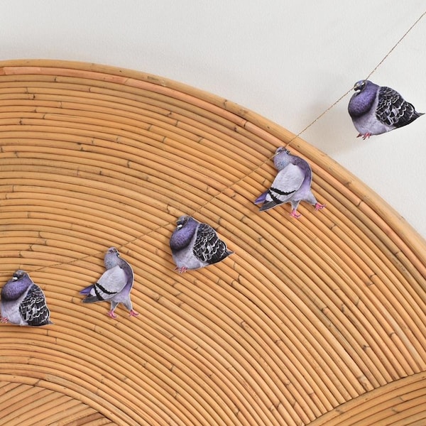 Pigeon garland - bird wall decor - home decor - housewarming gift