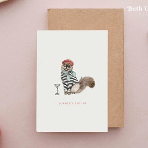 Sophisti-cat-ed Katzenkarte, lustige Katzenkarte, lustige Katzenkarten, persische Katzenkarten, lustige Karten, Katzenliebhaber, niedliche Katzen-Geburtstagskarte