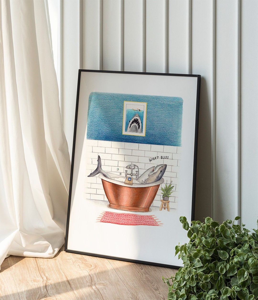 Funny Shark Bath Print, Bathroom Print, Bath Art Print, Quirky Home ...