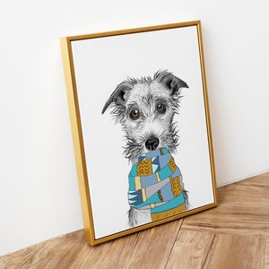 Bedlington Whippet Druck, Whippet Illustration, Bedlington Whippet Geschenke, Lurcher Kunstdruck, Bedlington Kunst, Rough Coated Greyhound Art Bild 2