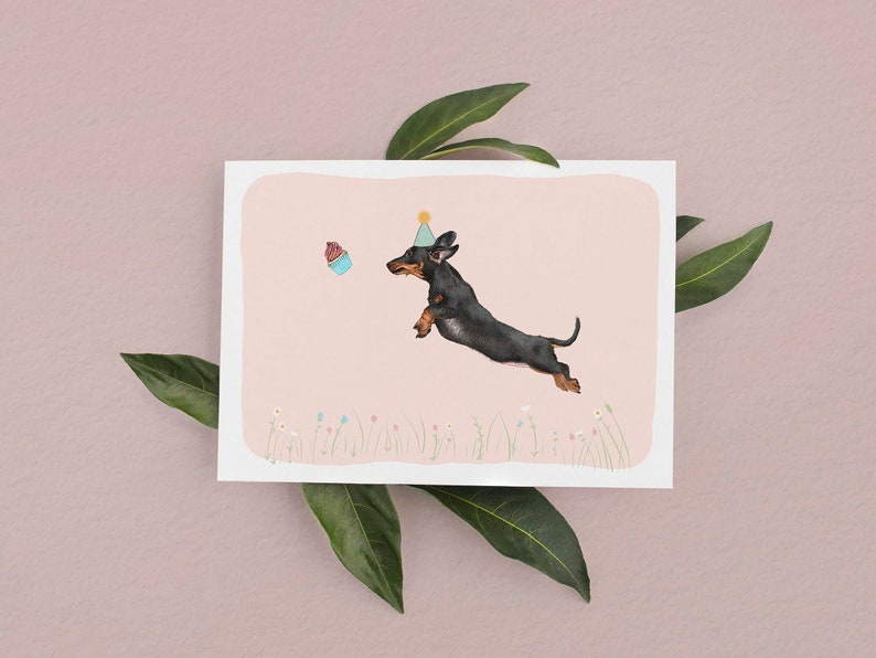 Dachshund Birthday Card, Birthday cards, Sausage Dog Cards, Birthday Dachshund Card, Plastic free packaging image 1