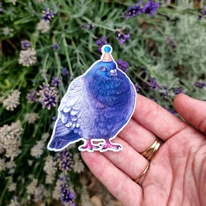 Birthday Pigeon Vinyl Sticker - 2.5x3 inches Gift
