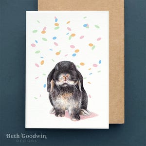Mini Lop Karte, Charity Karte, Black Otter Mini Lop, Kaninchen Geburtstagskarte, Kaninchen Karten, Holland Lop Karte
