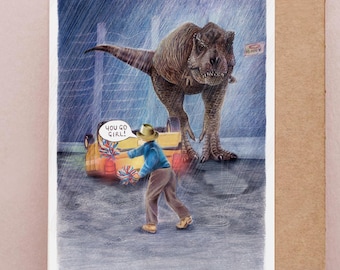 Funny T-Rex Birthday Card: Jurassic Movie Fan Gift