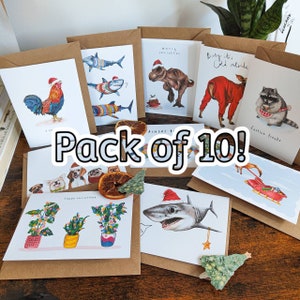 Set of 10 Christmas Cards, Christmas Card Set, Pack of Christmas Cards, Funny Christmas Cards, Unique Christmas Cards EXPECT DELAYS