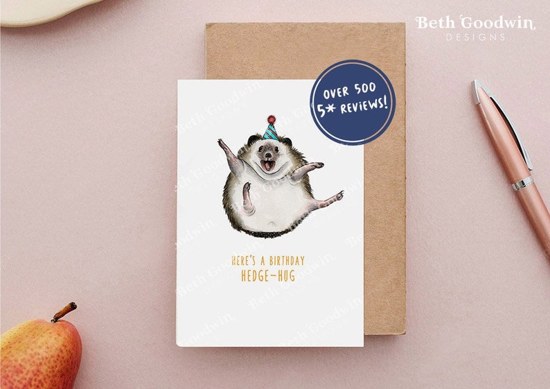 Hedgehog Birthday Card Birthday Cards Funny Cards image 1
