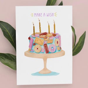 Carte de gâteau d'anniversaire, carte de crèmes pâtissières, carte de biscuits anglais, cartes pour maman