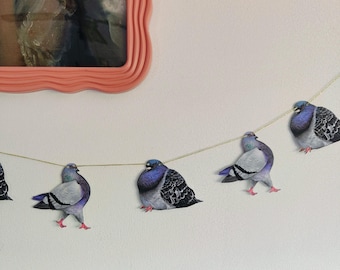 Pigeon garland - bird wall decor - home decor - housewarming gift