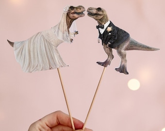 Dinosaur Wedding Cake Toppers, T-Rex Card Wedding Decoration