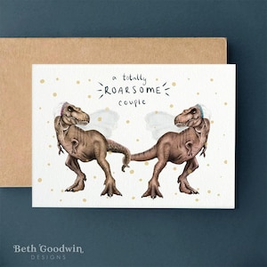 Dinosaurier-Hochzeitskarte, Hochzeitskarte, Mr und Mrs Karte, T-Rex Karte, Jubiläum Karte, Dinosaurier Karte, Hochzeitskarten, Jurassic Karte