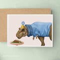 T-Rex Dinosaur and Caterpillar Cake Card, Dinosaur Card for Him, Funny Birthday Cards, Plastic free packaging