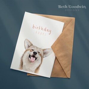 Corgis Geburtstagskarte, Geburtstagskarten, Geburtstagskarte Boops, illustrierte Corgis Karte, walisische Corgis Karte