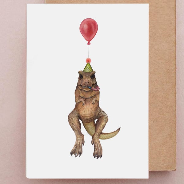 Funny Dinosaur T-Rex Birthday Card, Card For Son, Funny Cards Gift, Plastic free packaging