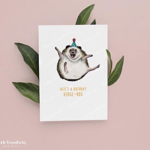 Hedgehog Birthday Card Birthday Cards Funny Cards image 2