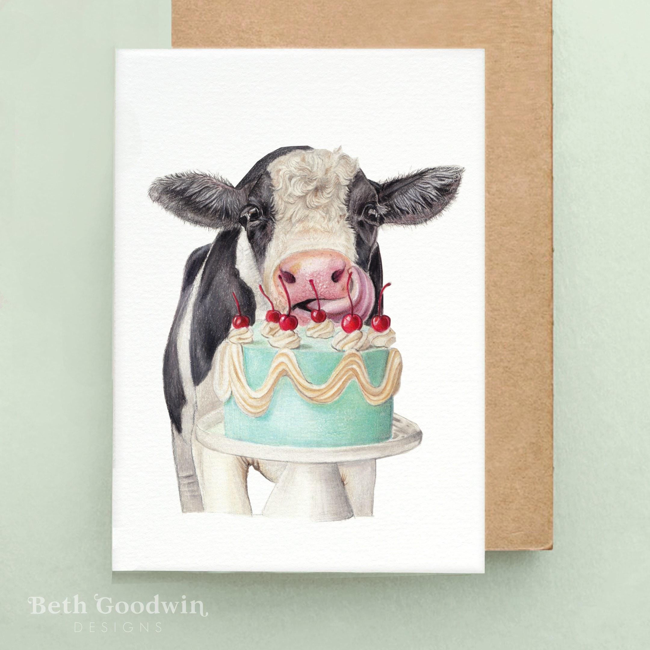 Biglietto di buon compleanno con mucca delle Highland