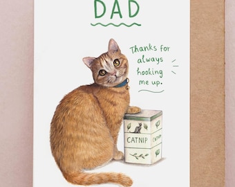Ginger Cat Dad Card, Funny Father’s Day Card