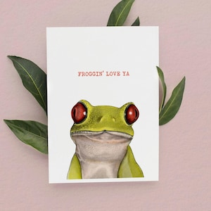Froggin 'Love Ya Karte, Jubiläumskarte für ihn, lustige Valentinstag Karte, Frosch Geburtstagskarte, lustige Karten, süße Frosch Karte