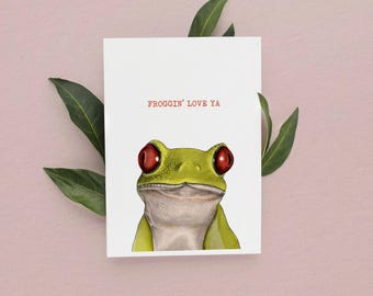 Froggin' Love Ya Card: Funny Anniversary Card with Tree Frog Gift