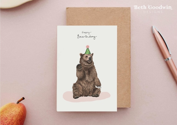 Happy Bearthday Card: Funny Grizzly Bear Birthday